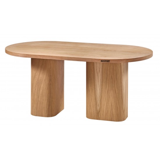 Masifart Avgusti 180 Lik Meşe Ela Oval Masa Cilasız Ham