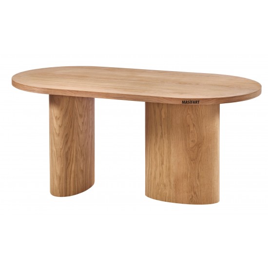 Masifart Avgusti 160 Lık Meşe Elips Oval Masa Cilasız Ham