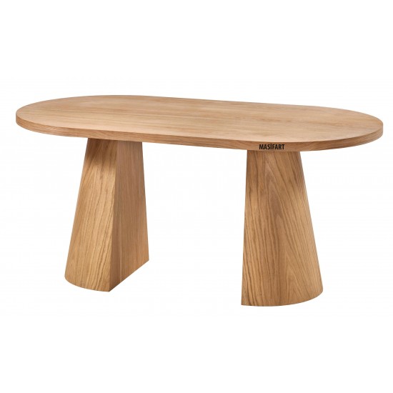 Masifart Avgusti 160 Lık Meşe İkiz Oval Masa Cilasız Ham