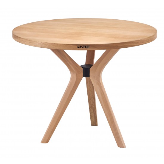 Masifart Alirio 110 Luk Meşe Poli (3 Lü) Yuvarlak Masa Cilasız Ham