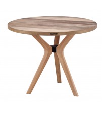 Masifart Alirio 120 Lik Ceviz Poli (3 Lü) Yuvarlak Masa Cilasız Ham