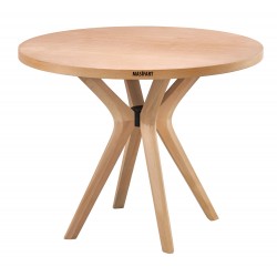 Masifart Alirio 110 Luk Kayın Poli (4 Lü) Yuvarlak Masa Cilasız Ham