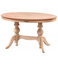 Masifart Rozet 140 Lık Çift Ayaklı Oval Masa Cilasız Ham