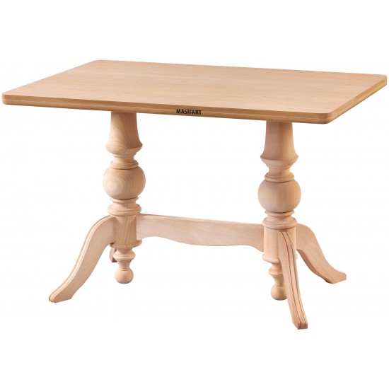 Masifart Rozet 120 Lik Çift Ayaklı Dikdörtgen Masa Cilasız Ham