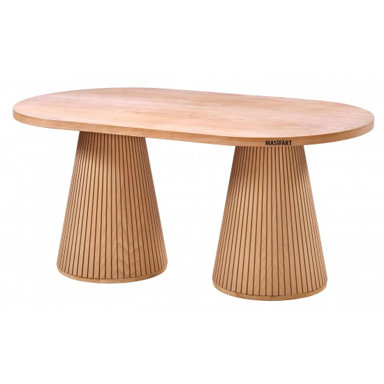 Masifart Apole 160 Lık Fıçı Çizgili Oval Masa Cilasız Ham