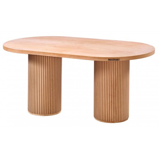 Masifart Apole 180 Lik Çizgili Oval Masa Cilasız Ham