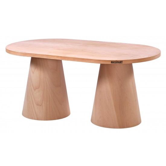 Masifart Fumus 180 Lik Kayın Fıçı Oval Masa Cilasız Ham