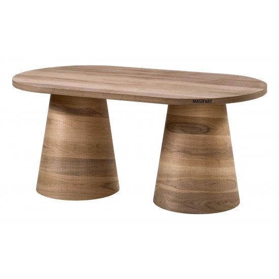 Masifart Pagina 200 Lük Ceviz Fıçı Oval Masa Cilasız Ham