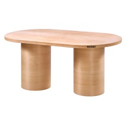 Masifart Twiska 200 Lük Kayın Silindir Oval Masa Cilasız Ham