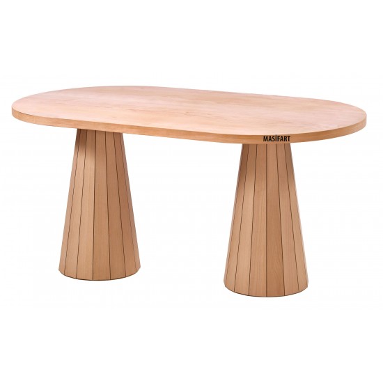 Masifart Port 200 Lük Kayın Line Oval Masa Cilasız Ham