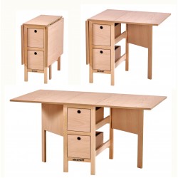 Masifart Trıe Çekmeceli Katlanır Masa Cilasız Ham