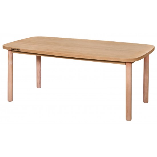 Masifart Aemul 190 Lık Abelya Meşe Masa Cilasız Ham