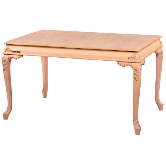 Masifart Novella 140 Lık Sabit Bombeli Oymalı Masa Cilasız Ham