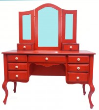 Masifart 4651 Makyaj Masası Kırmızı Patine Aynalı Makyaj Masası