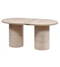 GERY YAPAY TRAVERTEN 160 LIK OVAL SİLİNDİR MASA