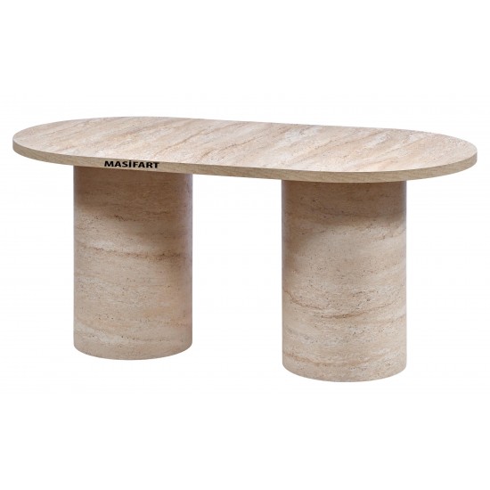 LAURA YAPAY TRAVERTEN 200 LÜK OVAL SİLİNDİR MASA