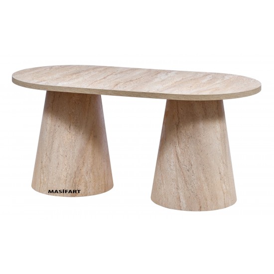 AMBER YAPAY TRAVERTEN 200 LÜK OVAL FIÇI MASA