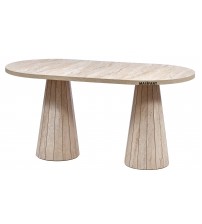 ADEL YAPAY TRAVERTEN 160 LIK OVAL LİNE MASA