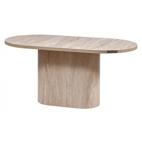 SHETY YAPAY TRAVERTEN 180 LİK OVAL MİLANO MASA