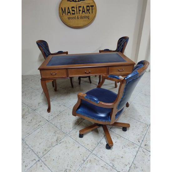 Masifart Nora Ahşap Çalışma Masa Takımı 5 parça