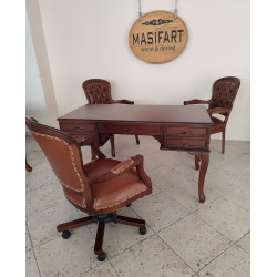 Masifart Obre Ahşap Ofis Takımı Çalışma Masası grubu 5 parça