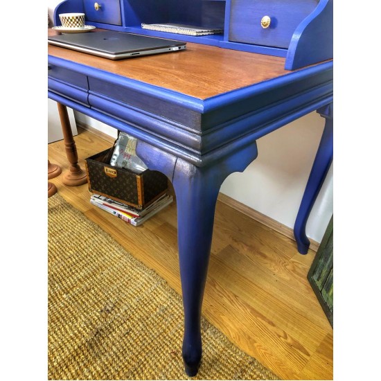 Masifart Sema Ahsap Calisma masası 110 cm Mavi Eskitme