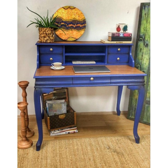 Masifart Sema Ahsap Calisma masası 110 cm Mavi Eskitme