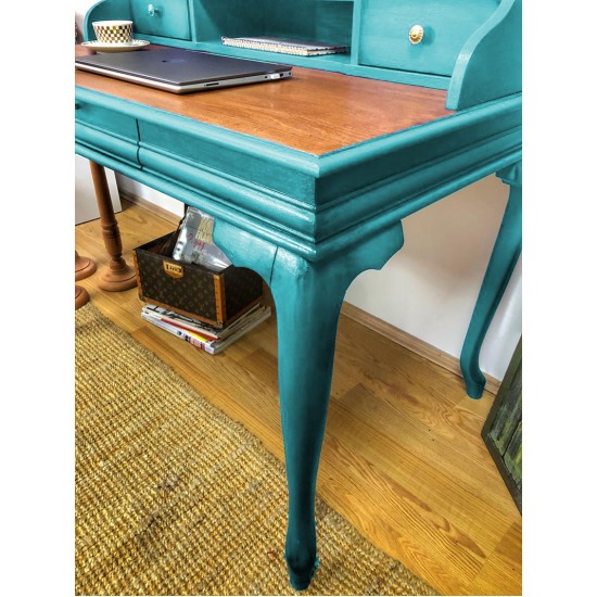 Masifart Sema Ahsap Calisma masası 110 cm Turkuaz Eskitme