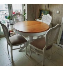 Masifart Yakut 100 cm Yuvarlak Baba Ayak Masa + 4 Sandalye Takımı