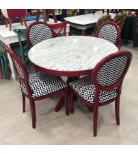 Masifart Selal 100 cm Yuvarlak Baba Ayak Masa + 4 Sandalye Takımı