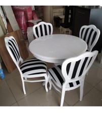 Masifart bilyone 100 cm Elips Kütük Ayak Tornalı Masa + 4 Sandalye Takımı