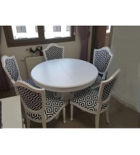 Masifart Mollina 100 cm Yuvarlak Baba Ayak Masa + 5 li Sandalye Takımı