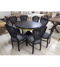 Masifart pstat 120 cm Yuvarlak Baba Ayak Masa + 8 li Sandalye Takımı