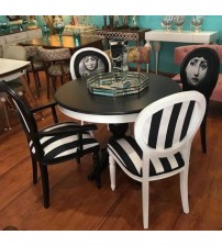 Masifart Ubesa 100 cm Yuvarlak Baba Ayak Masa + 4 Sandalye Takımı Göbekli