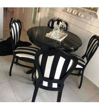 Masifart Efe 100 cm Yuvarlak Baba Ayak Masa + 4 Sandalye Takımı