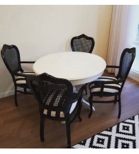 Masifart Küre 100 cm Yuvarlak Baba Ayak Masa + 4 Sandalye Takımı