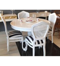 Masifart Veyis 100 cm Yuvarlak Baba Ayak Masa + 4 Sandalye Takımı