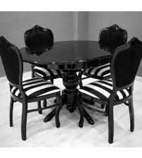 Masifart Santafe 100 cm Yuvarlak Baba Ayak Masa + 4 Sandalye Takımı