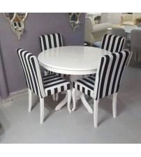 Masifart Blacn 100 cm Yuvarlak Baba Ayak Masa + 4 Sandalye Takımı
