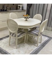 Masifart  Makru 120 cm Elips Baba Ayak Masa + 4 Sandalye Takımı