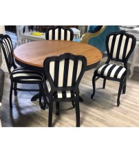 Masifart Tory 100 cm Yuvarlak Baba Ayak Masa + 4 Sandalye Takımı