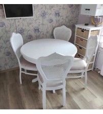 Masifart Flate 100 cm Yuvarlak Baba Ayak Masa + 4 Sandalye Takımı