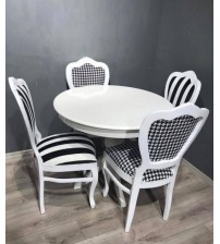 Masifart Coleg 100 cm Yuvarlak Baba Ayak Masa + 4 Sandalye Takımı