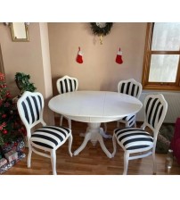 Masifart Prang 100 cm Yuvarlak Baba Ayak Masa + 4 Sandalye Takımı