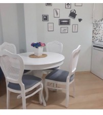 Masifart Cantre 100 cm Yuvarlak Baba Ayak Masa + 4 Sandalye Takımı