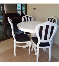 Masifart  Fauma 100 cm Yuvarlak Baba Ayak Masa + 4 Sandalye Takımı