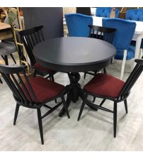 Masifart Hercai 100 cm Yuvarlak Baba Ayak Masa + 4 Sandalye Takımı