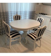 Masifart Kopuz 100 cm Yuvarlak Baba Ayak Masa + 4 Sandalye Takımı