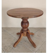 Masifart Caund Baba Ayak Masa Yuvarlak Yemek Masası Beyaz Meşe 80 Cm