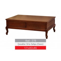 Masifart Lükens Ayak Çekmeceli Orta Sehpa Ceviz